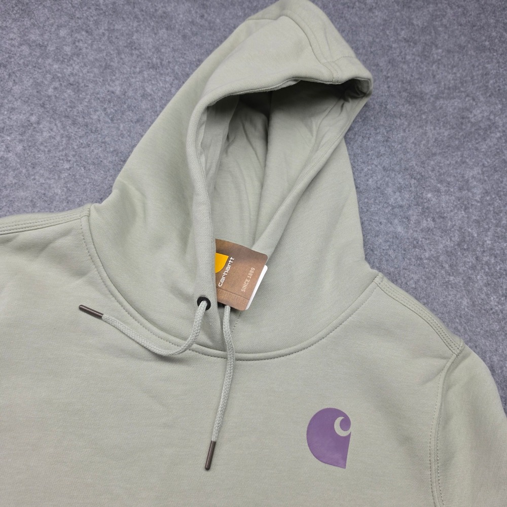Carhartt Womens Relaxed Fit Logo Graphic Hoodie Sage Green Purple 102791 XL